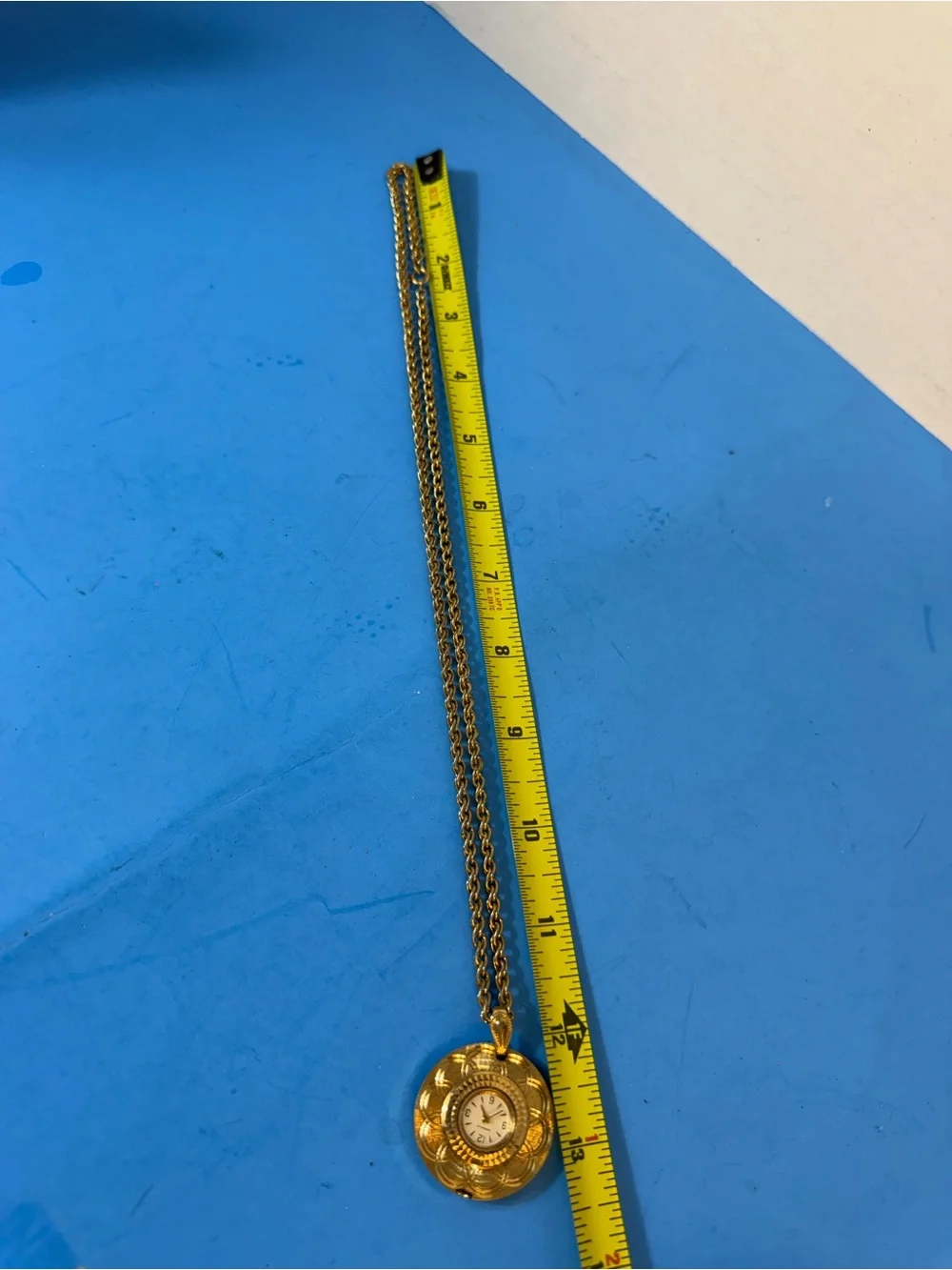 Mechanical Caravelle Swiss Gold Tone Watch Pendant Necklace Japan O3